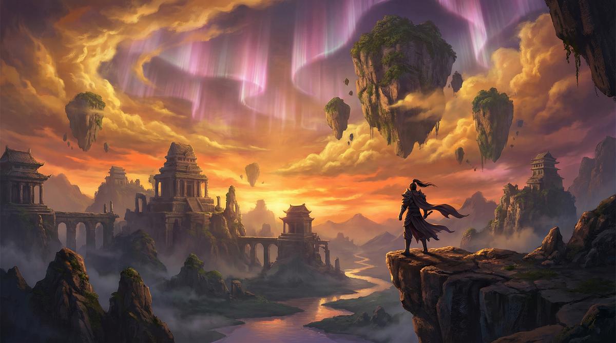 高清3D动漫风景航拍视频演示